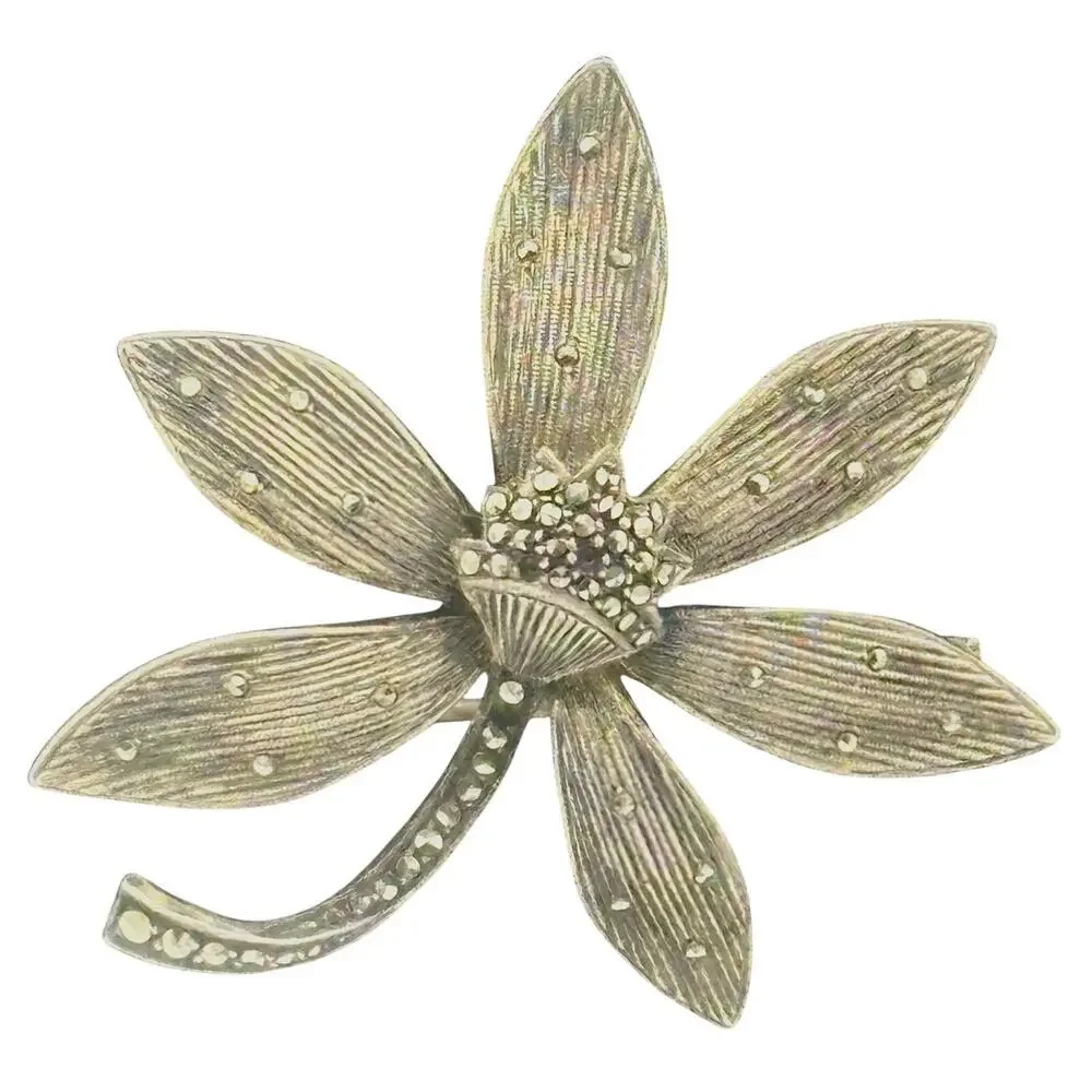 Theodore Fahrner Rare Sterling & Marcasite Pin Vintage Brooch Original Old 925